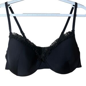 Just Sexy Lingerie Black Mesh Ruffle Tulle Trim Underwire Bra Style KAY074 XL
